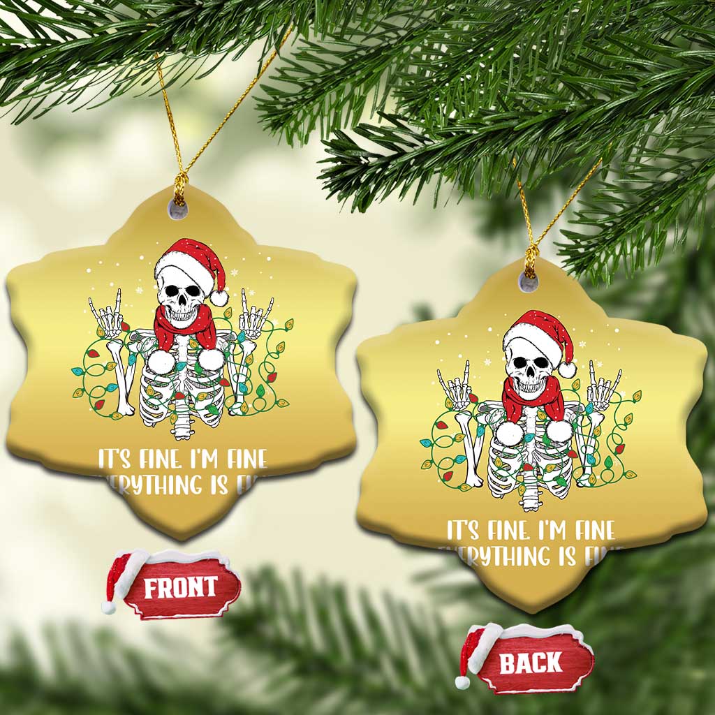 Christmas Skeleton Christmas Ornament It's Fine I'm Fine Everything Is Fine Xmas Light Funny - Wonder Print Shop
