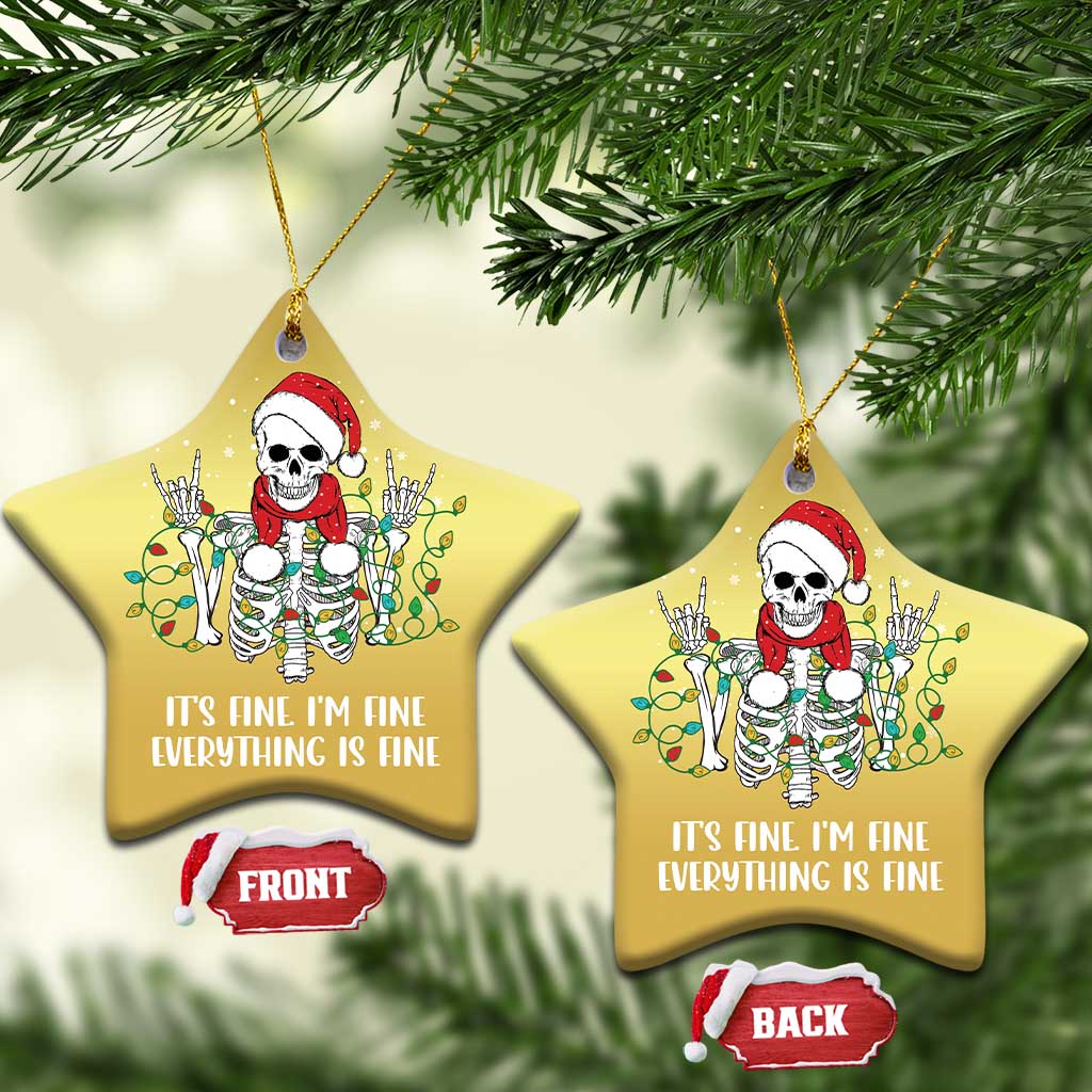 Christmas Skeleton Christmas Ornament It's Fine I'm Fine Everything Is Fine Xmas Light Funny - Wonder Print Shop