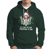Christmas Skeleton Hoodie It's Fine I'm Fine Everything Is Fine Xmas Light Funny - Wonder Print Shop