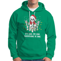 Christmas Skeleton Hoodie It's Fine I'm Fine Everything Is Fine Xmas Light Funny - Wonder Print Shop