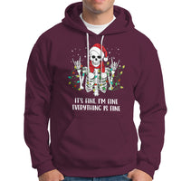 Christmas Skeleton Hoodie It's Fine I'm Fine Everything Is Fine Xmas Light Funny - Wonder Print Shop