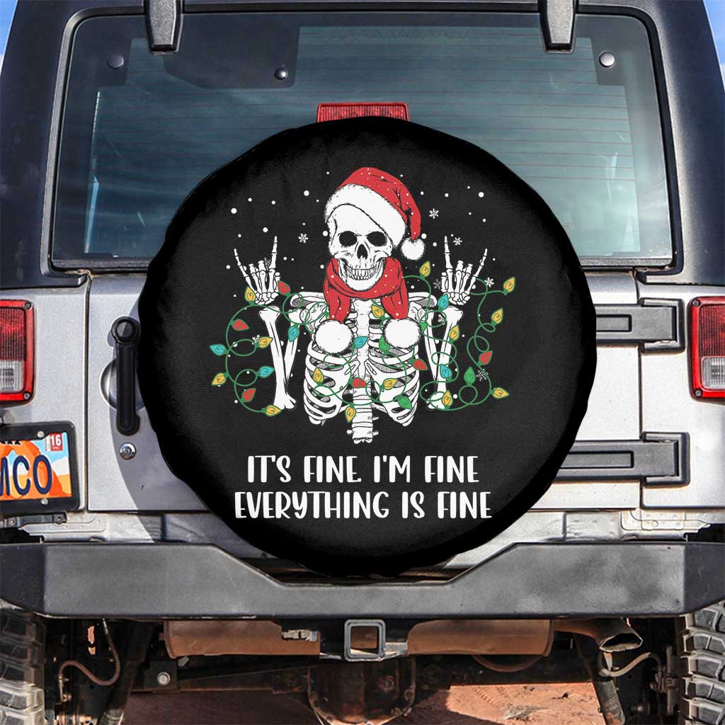 Christmas Skeleton Spare Tire Cover It's Fine I'm Fine Everything Is Fine Xmas Light Funny
