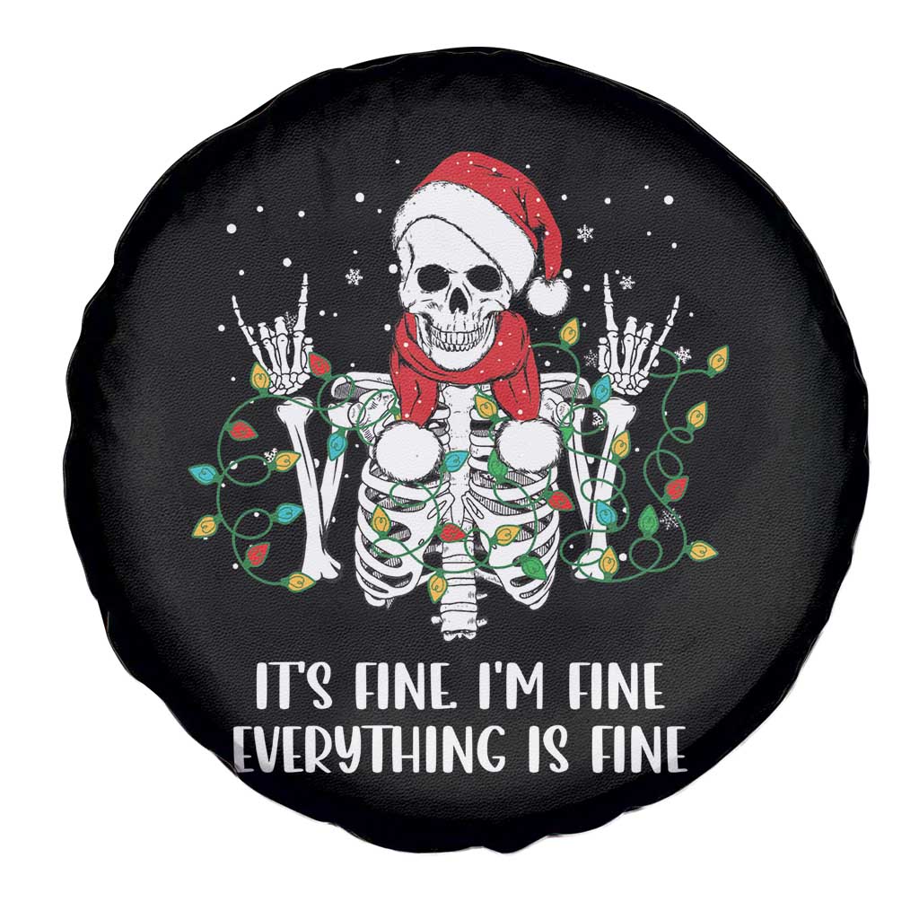 Christmas Skeleton Spare Tire Cover It's Fine I'm Fine Everything Is Fine Xmas Light Funny