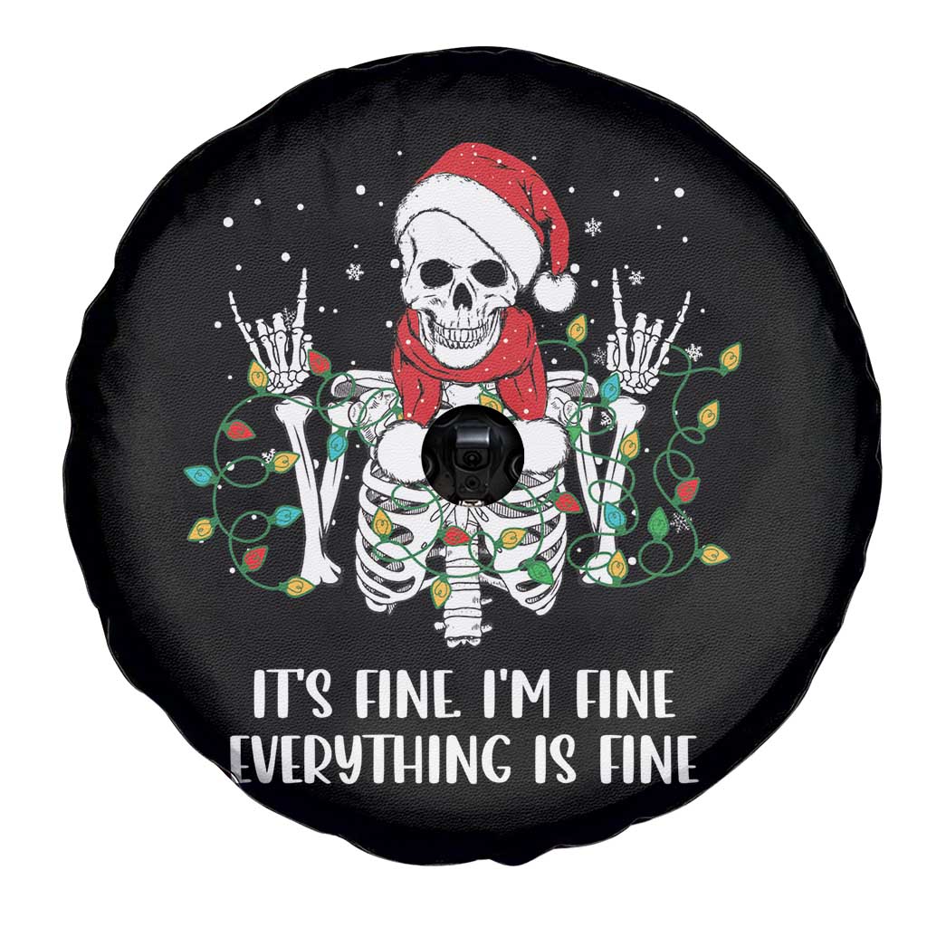Christmas Skeleton Spare Tire Cover It's Fine I'm Fine Everything Is Fine Xmas Light Funny
