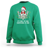 Christmas Skeleton Sweatshirt It's Fine I'm Fine Everything Is Fine Xmas Light Funny - Wonder Print Shop