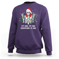 Christmas Skeleton Sweatshirt It's Fine I'm Fine Everything Is Fine Xmas Light Funny - Wonder Print Shop