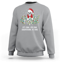 Christmas Skeleton Sweatshirt It's Fine I'm Fine Everything Is Fine Xmas Light Funny - Wonder Print Shop