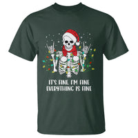 Christmas Skeleton T Shirt It's Fine I'm Fine Everything Is Fine Xmas Light Funny - Wonder Print Shop