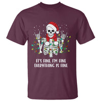 Christmas Skeleton T Shirt It's Fine I'm Fine Everything Is Fine Xmas Light Funny - Wonder Print Shop