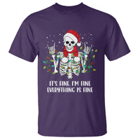 Christmas Skeleton T Shirt It's Fine I'm Fine Everything Is Fine Xmas Light Funny - Wonder Print Shop