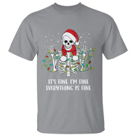 Christmas Skeleton T Shirt It's Fine I'm Fine Everything Is Fine Xmas Light Funny - Wonder Print Shop