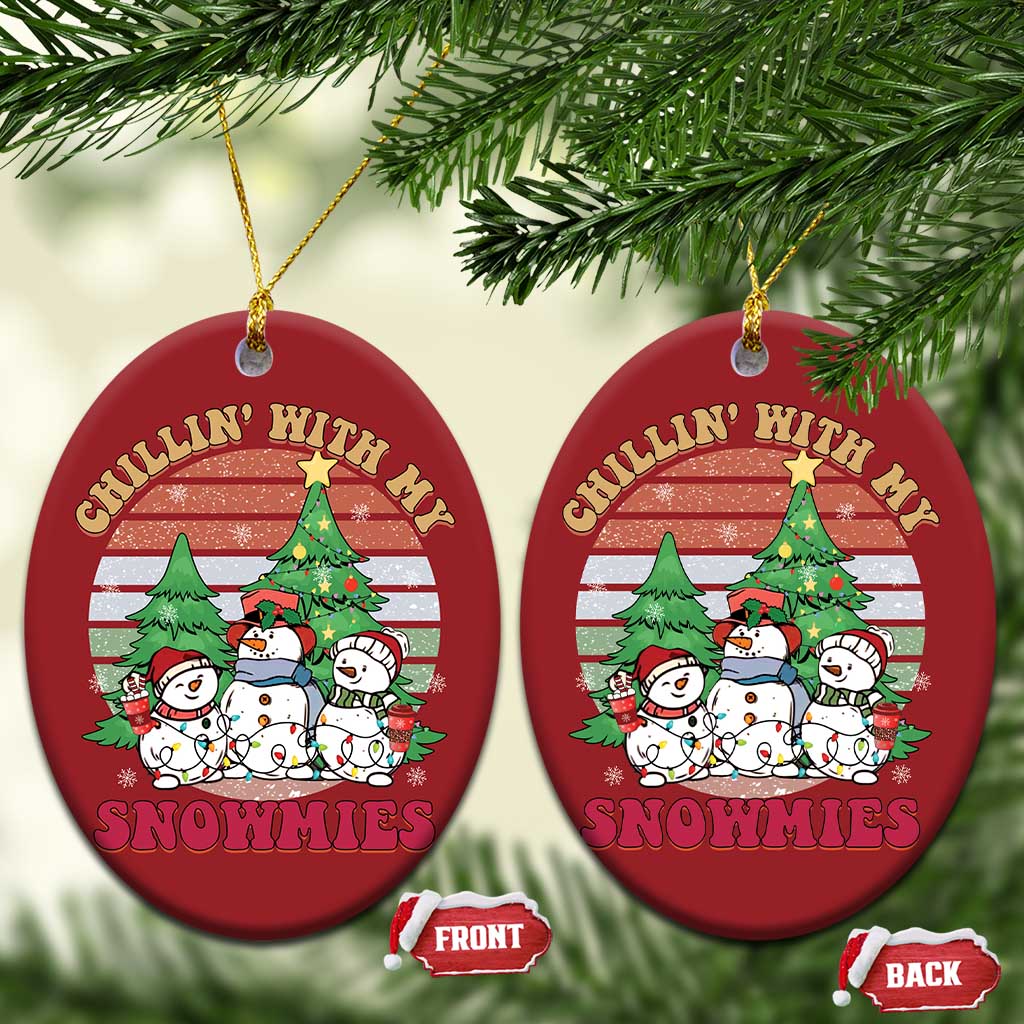 Chrismas Snowman Christmas Ornament Chillin' With My Snowmies Retro Xmas Vibe - Wonder Print Shop