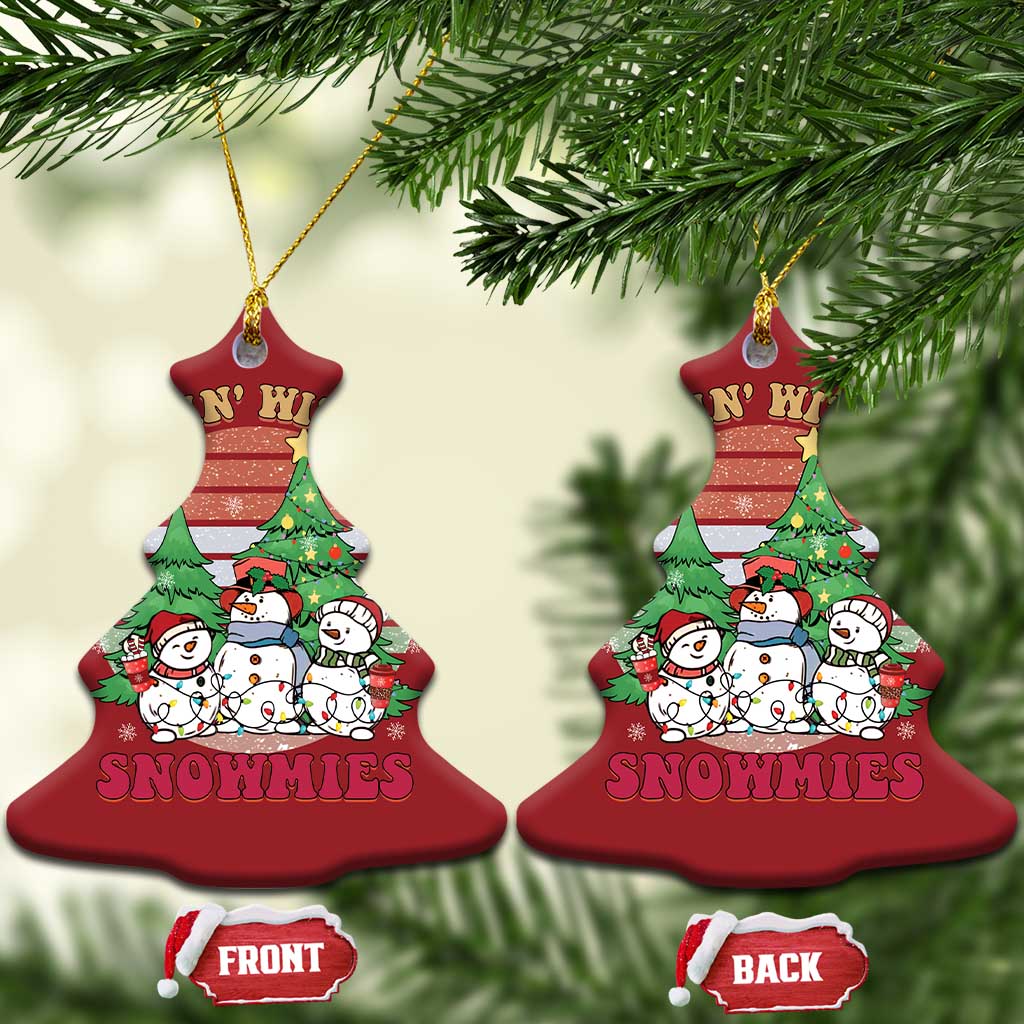 Chrismas Snowman Christmas Ornament Chillin' With My Snowmies Retro Xmas Vibe - Wonder Print Shop