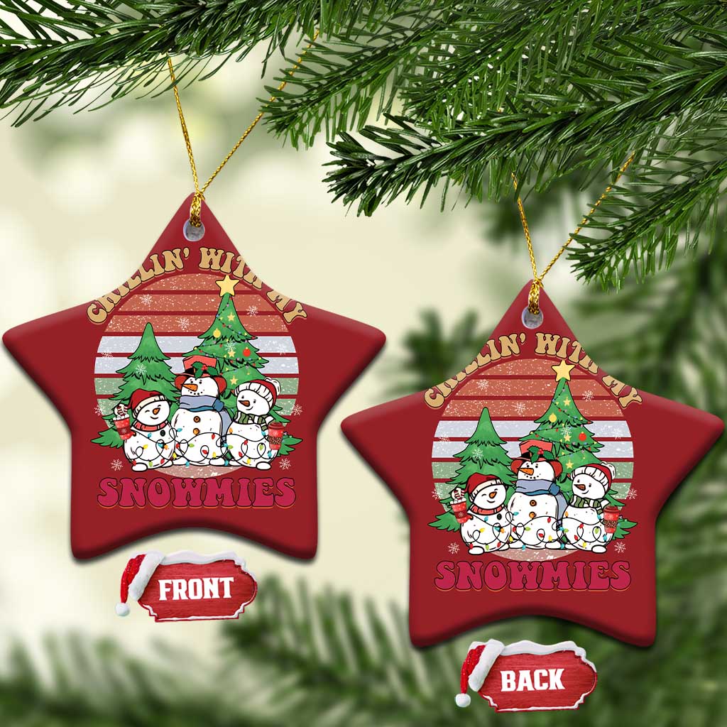 Chrismas Snowman Christmas Ornament Chillin' With My Snowmies Retro Xmas Vibe - Wonder Print Shop