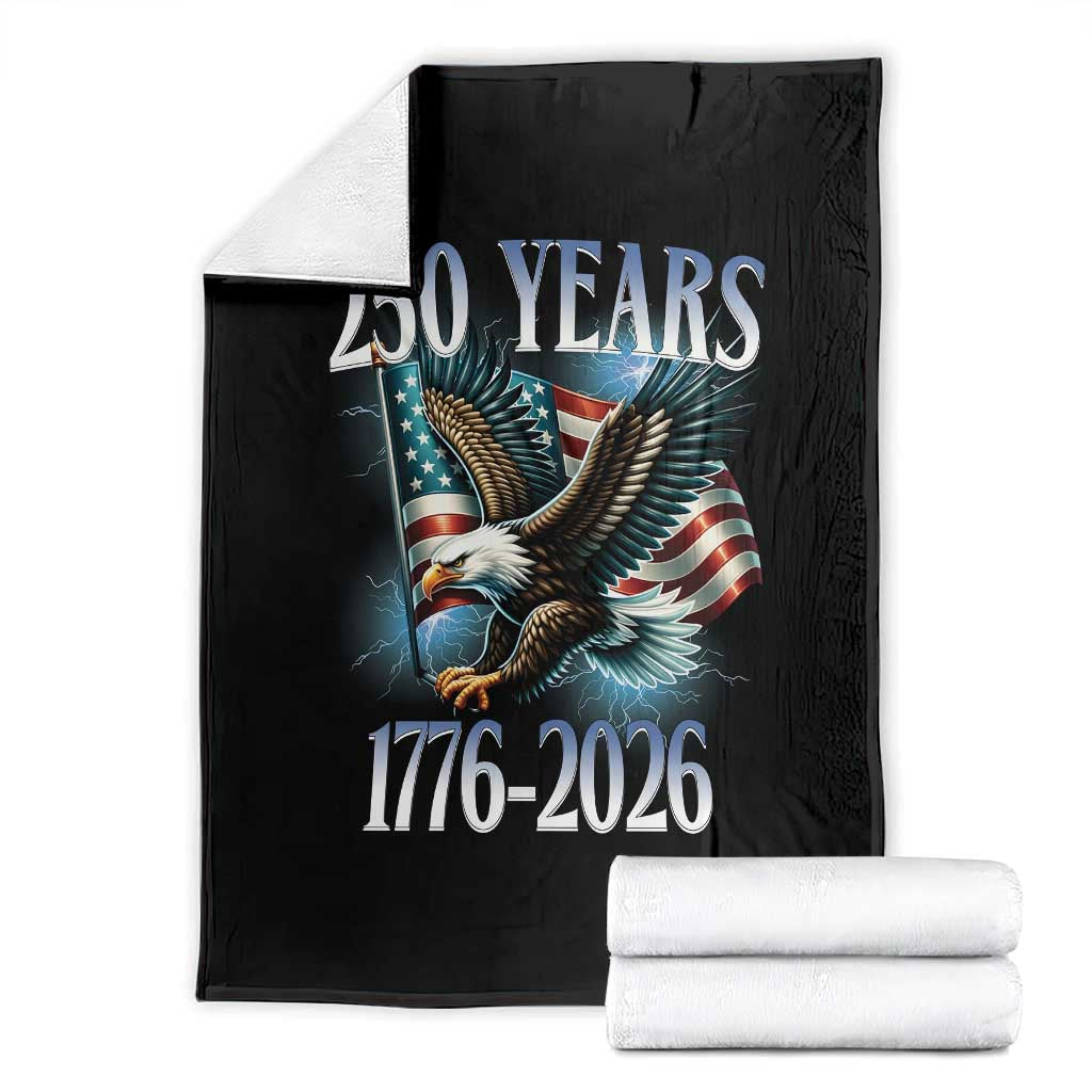 250 Years of American Freedom Throw Blanket Bald Eagle USA Flag 1776 to 2026 Patriotic - Wonder Print Shop