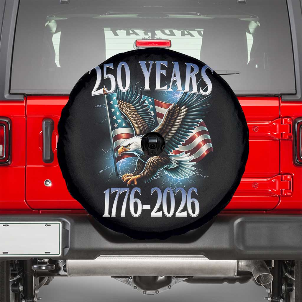 250 Years of American Freedom Spare Tire Cover Bald Eagle USA Flag 1776 to 2026 Patriotic - Wonder Print Shop