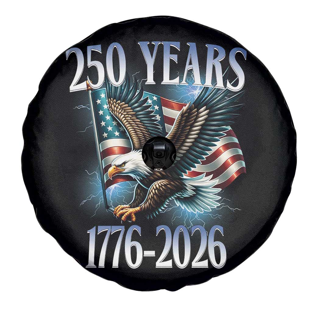 250 Years of American Freedom Spare Tire Cover Bald Eagle USA Flag 1776 to 2026 Patriotic - Wonder Print Shop