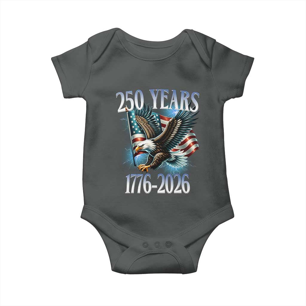 250 Years of American Freedom Baby Onesie Bald Eagle USA Flag 1776 to 2026 Patriotic - Wonder Print Shop