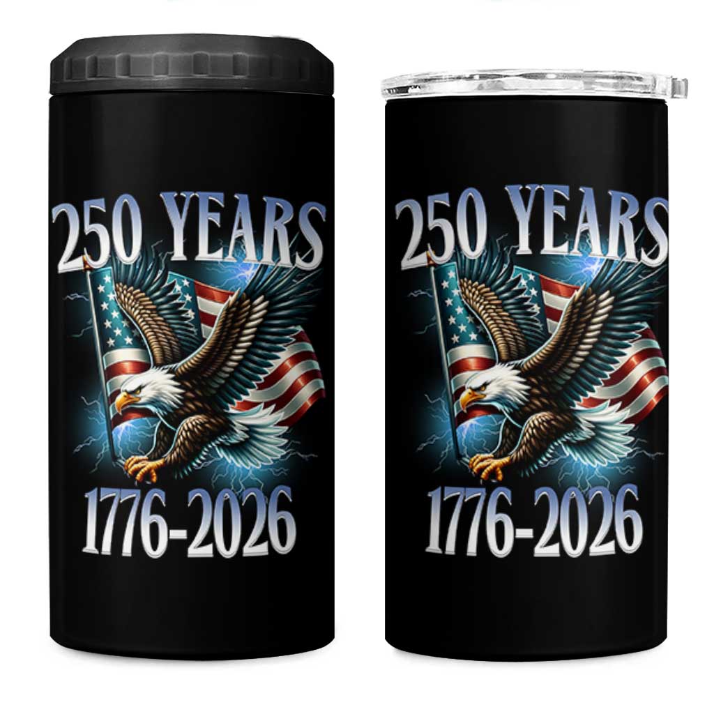 250 Years of American Freedom 4 in 1 Can Cooler Tumbler Bald Eagle USA Flag 1776 to 2026 Patriotic - Wonder Print Shop