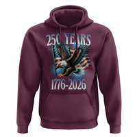 250 Years of American Freedom Hoodie Bald Eagle USA Flag 1776 to 2026 Patriotic - Wonder Print Shop