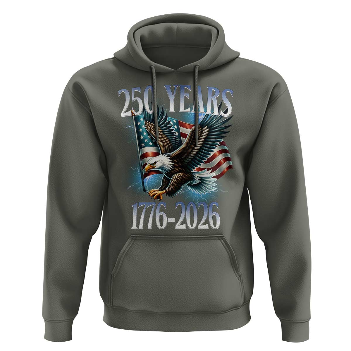 250 Years of American Freedom Hoodie Bald Eagle USA Flag 1776 to 2026 Patriotic - Wonder Print Shop