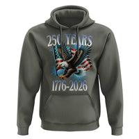 250 Years of American Freedom Hoodie Bald Eagle USA Flag 1776 to 2026 Patriotic - Wonder Print Shop