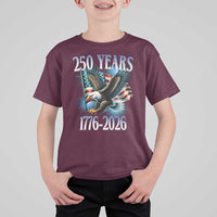 250 Years of American Freedom T Shirt For Kid Bald Eagle USA Flag 1776 to 2026 Patriotic - Wonder Print Shop