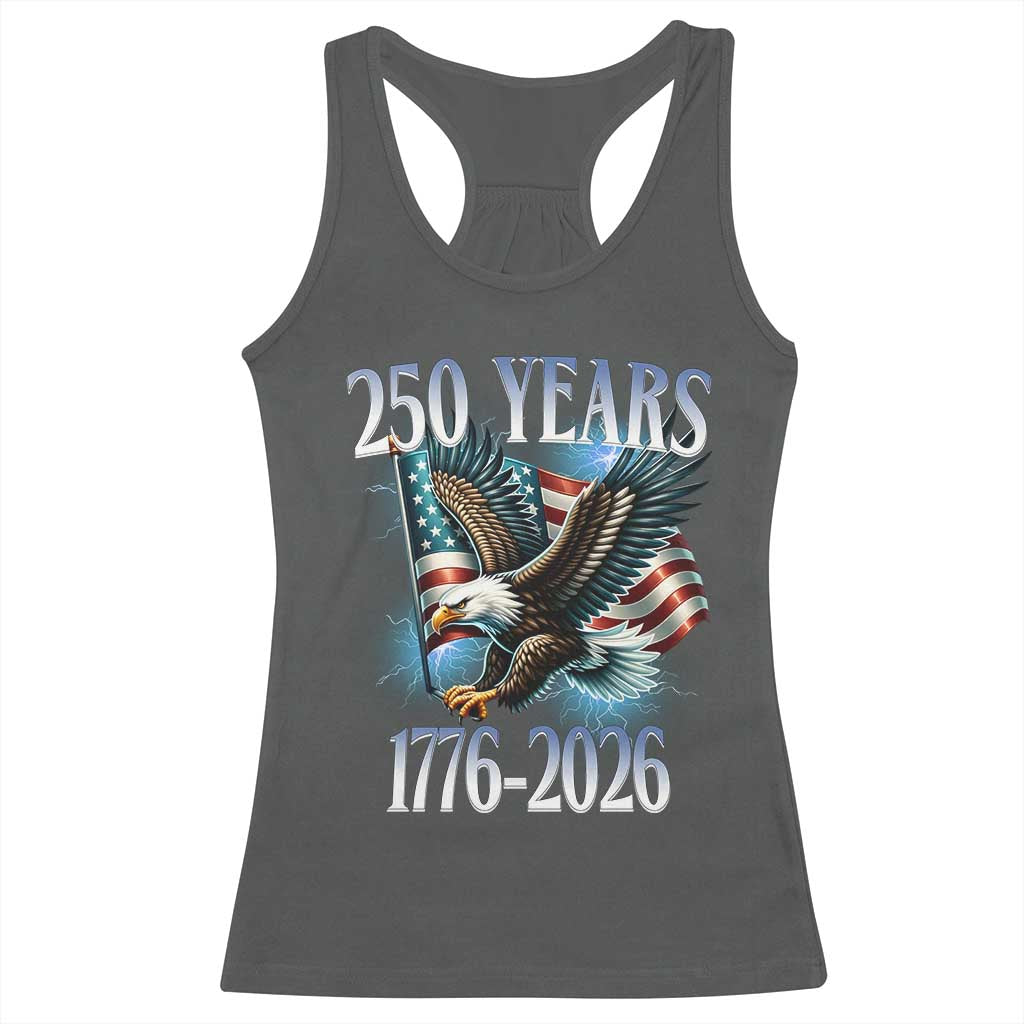 250 Years of American Freedom Racerback Tank Top Bald Eagle USA Flag 1776 to 2026 Patriotic - Wonder Print Shop