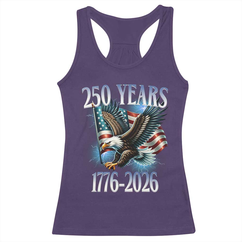 250 Years of American Freedom Racerback Tank Top Bald Eagle USA Flag 1776 to 2026 Patriotic - Wonder Print Shop