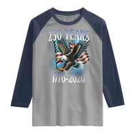 250 Years of American Freedom Raglan Shirt Bald Eagle USA Flag 1776 to 2026 Patriotic - Wonder Print Shop