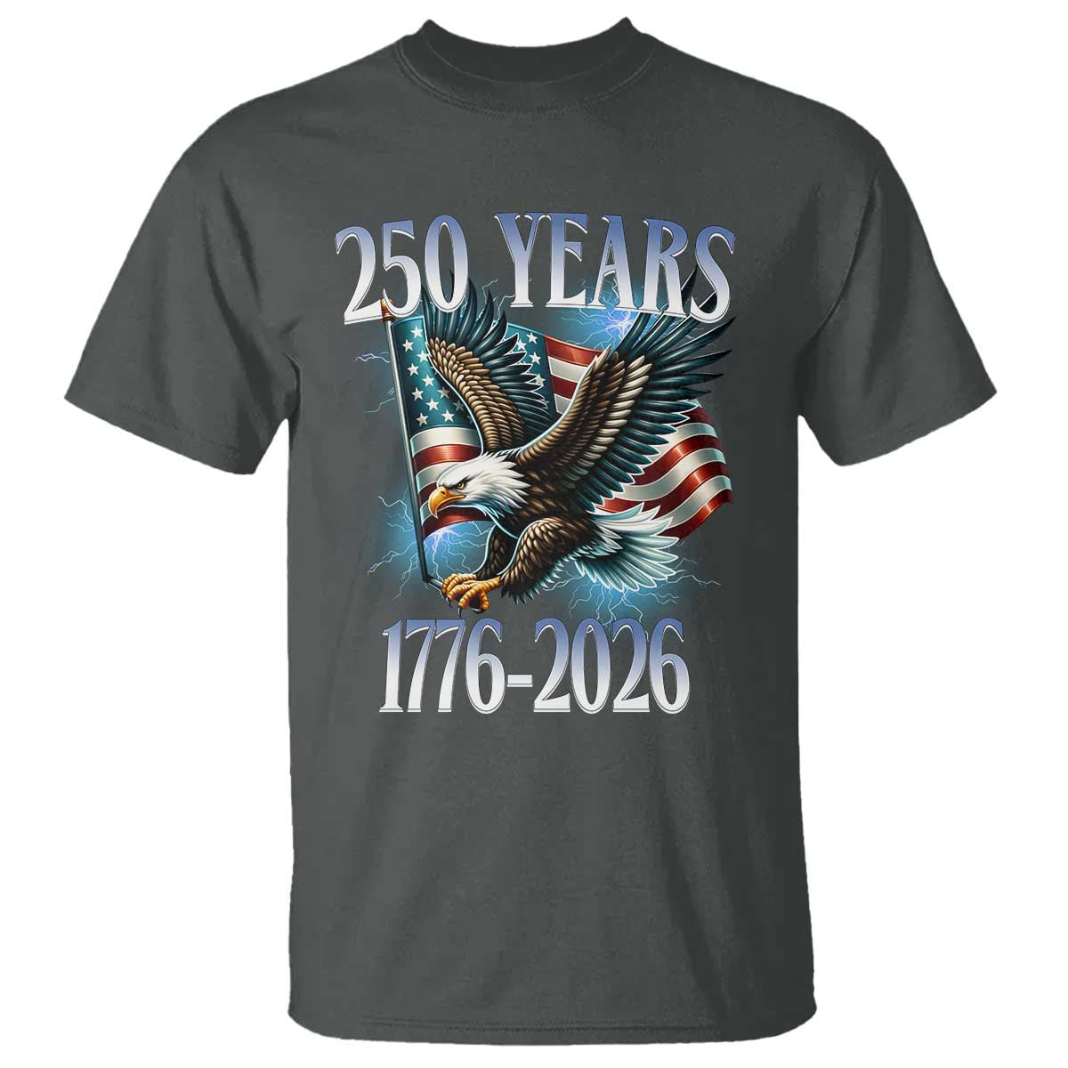 250 Years of American Freedom T Shirt Bald Eagle USA Flag 1776 to 2026 Patriotic - Wonder Print Shop