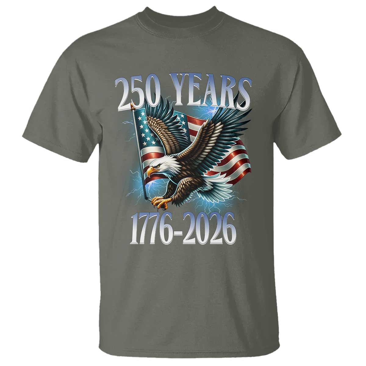 250 Years of American Freedom T Shirt Bald Eagle USA Flag 1776 to 2026 Patriotic - Wonder Print Shop