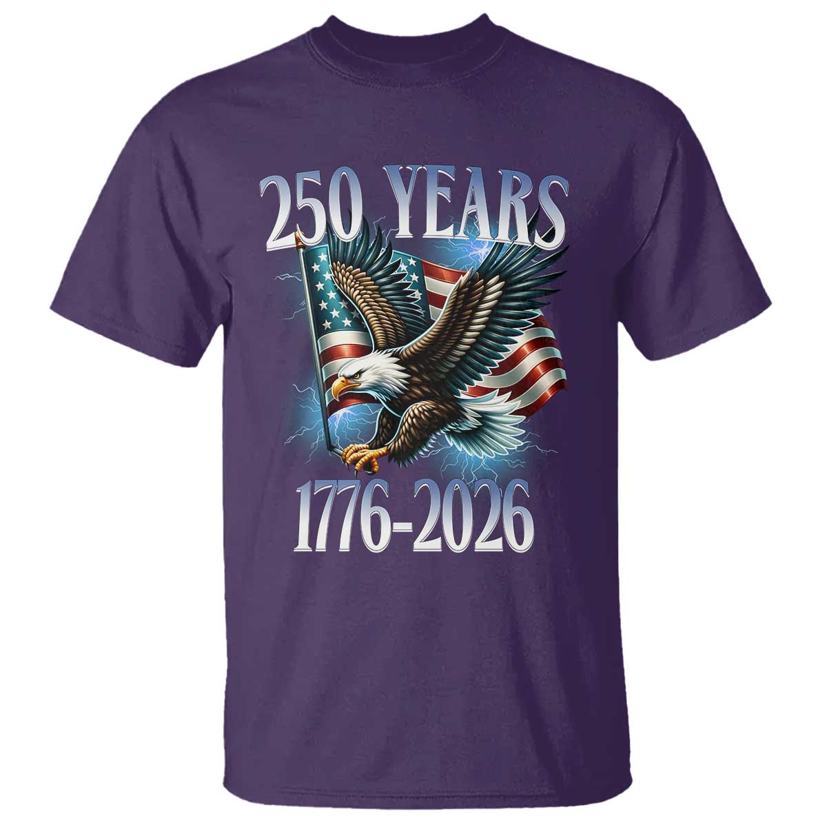 250 Years of American Freedom T Shirt Bald Eagle USA Flag 1776 to 2026 Patriotic - Wonder Print Shop