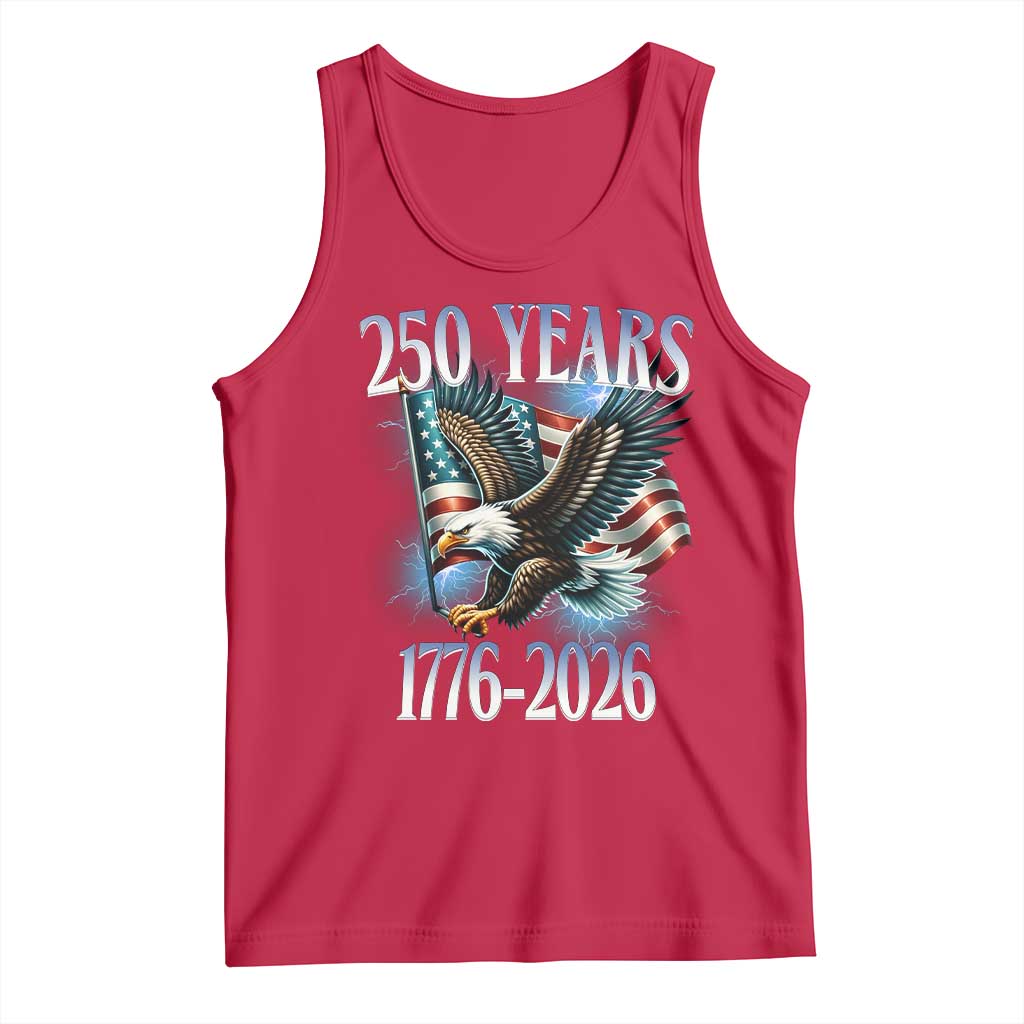 250 Years of American Freedom Tank Top Bald Eagle USA Flag 1776 to 2026 Patriotic - Wonder Print Shop
