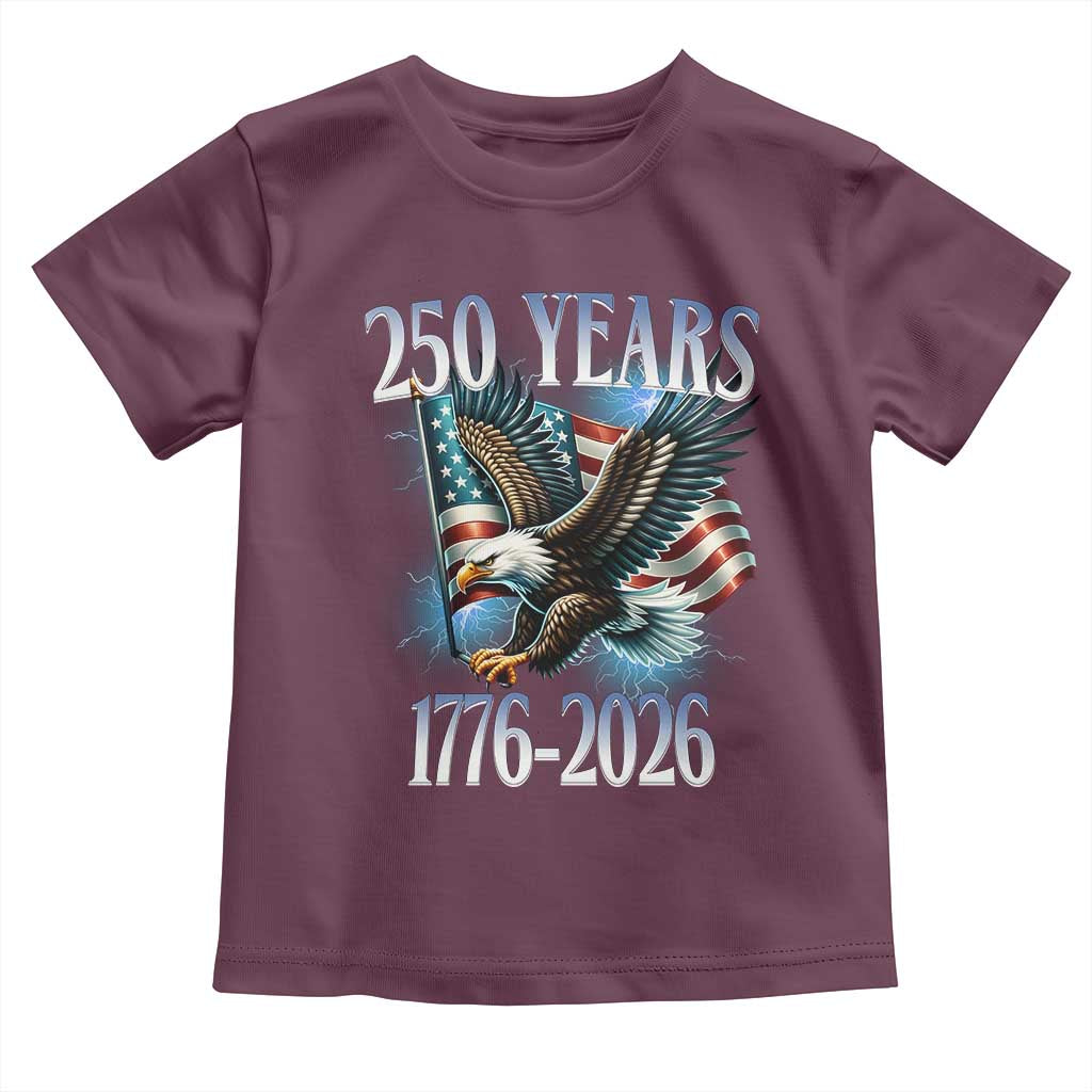 250 Years of American Freedom Toddler T Shirt Bald Eagle USA Flag 1776 to 2026 Patriotic - Wonder Print Shop