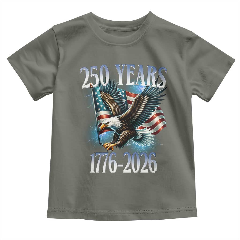 250 Years of American Freedom Toddler T Shirt Bald Eagle USA Flag 1776 to 2026 Patriotic - Wonder Print Shop