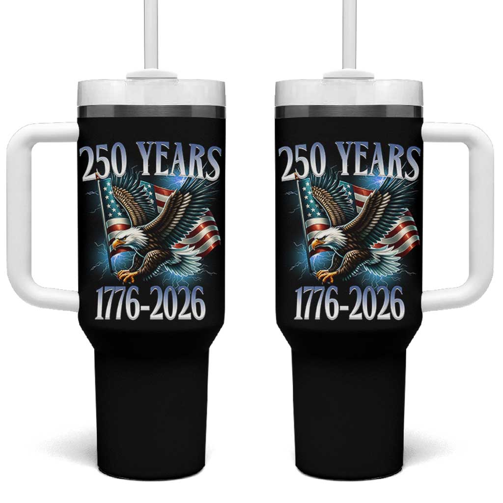 250 Years of American Freedom Tumbler With Handle Bald Eagle USA Flag 1776 to 2026 Patriotic - Wonder Print Shop