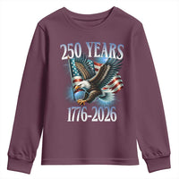 250 Years of American Freedom Youth Sweatshirt Bald Eagle USA Flag 1776 to 2026 Patriotic - Wonder Print Shop
