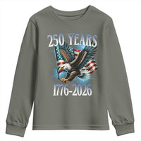 250 Years of American Freedom Youth Sweatshirt Bald Eagle USA Flag 1776 to 2026 Patriotic - Wonder Print Shop