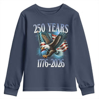 250 Years of American Freedom Youth Sweatshirt Bald Eagle USA Flag 1776 to 2026 Patriotic - Wonder Print Shop