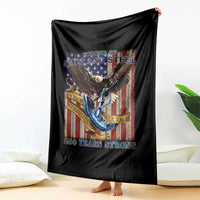 Military Navy 250th Anniversary Throw Blanket Forged of Salt and Steel Patriotic Eagle Anchor American Flag - Wonder Print Shop