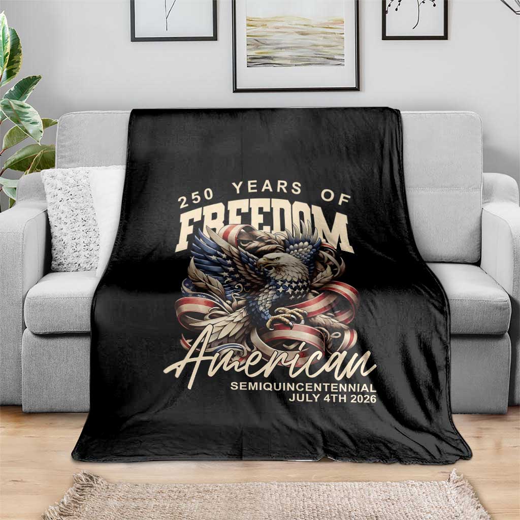 250 Years of Freedom Eagle Throw Blanket US 250th Anniversary American Semiquincentennial 2026 Patriotic - Wonder Print Shop