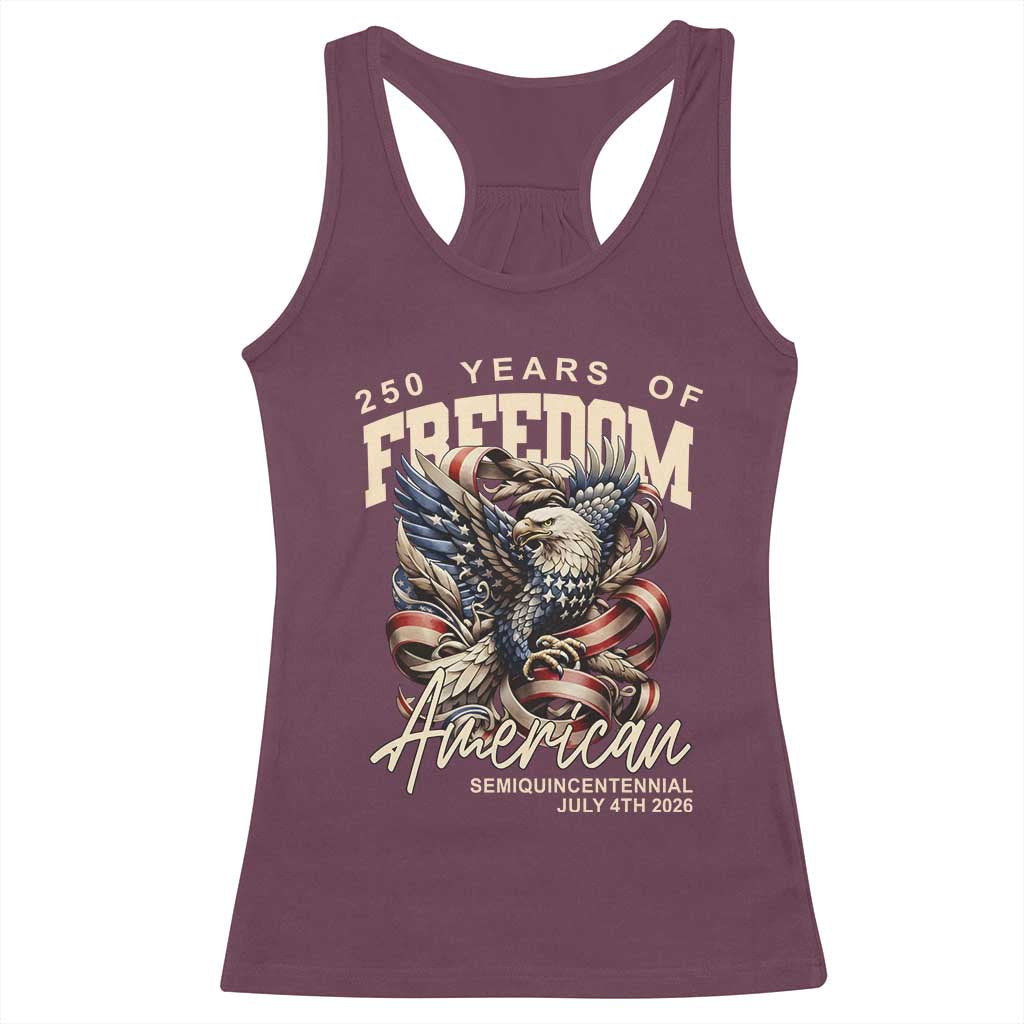 250 Years of Freedom Eagle Racerback Tank Top US 250th Anniversary American Semiquincentennial 2026 Patriotic - Wonder Print Shop