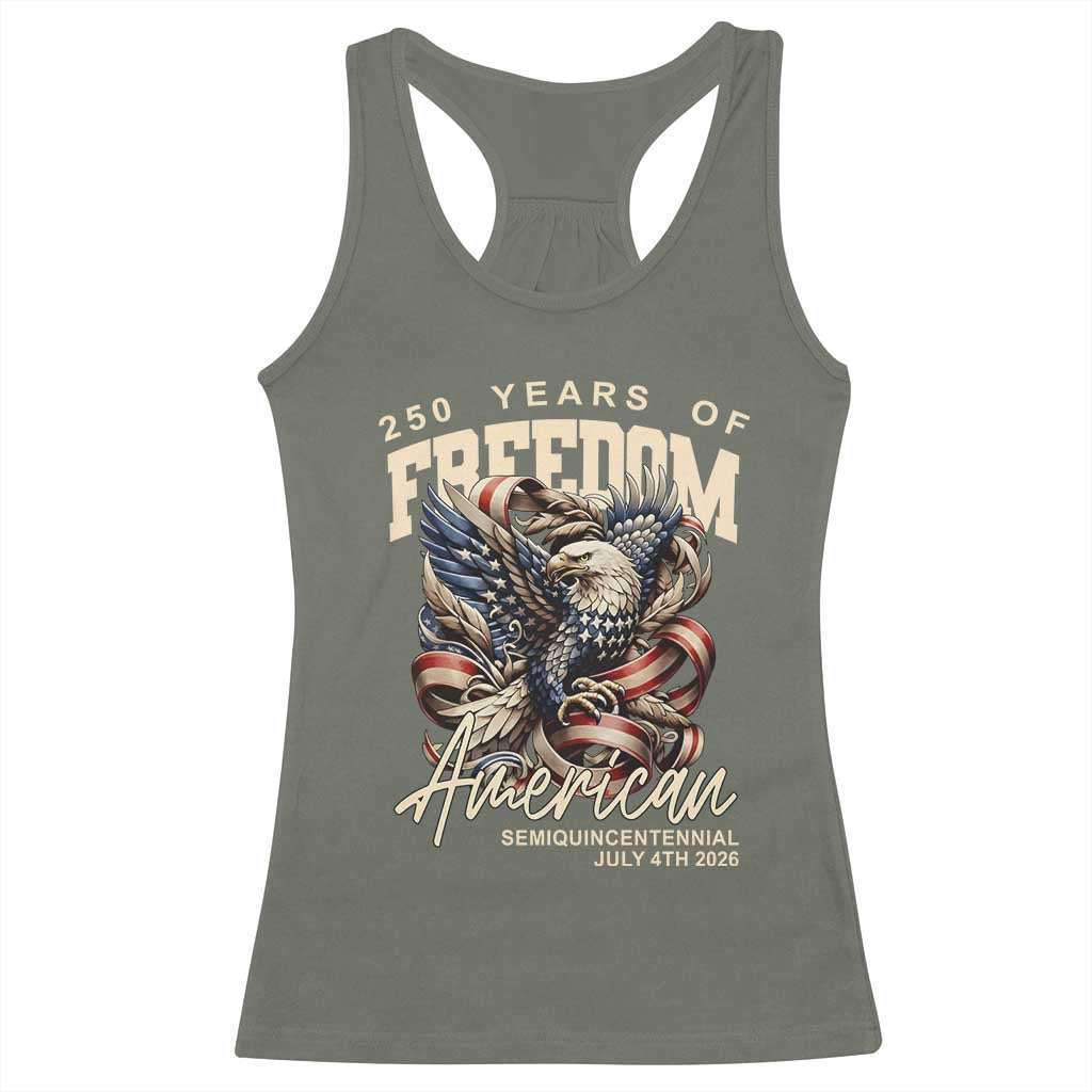 250 Years of Freedom Eagle Racerback Tank Top US 250th Anniversary American Semiquincentennial 2026 Patriotic - Wonder Print Shop