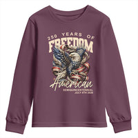 250 Years of Freedom Eagle Youth Sweatshirt US 250th Anniversary American Semiquincentennial 2026 Patriotic - Wonder Print Shop