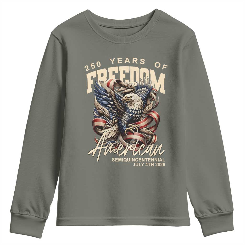 250 Years of Freedom Eagle Youth Sweatshirt US 250th Anniversary American Semiquincentennial 2026 Patriotic - Wonder Print Shop