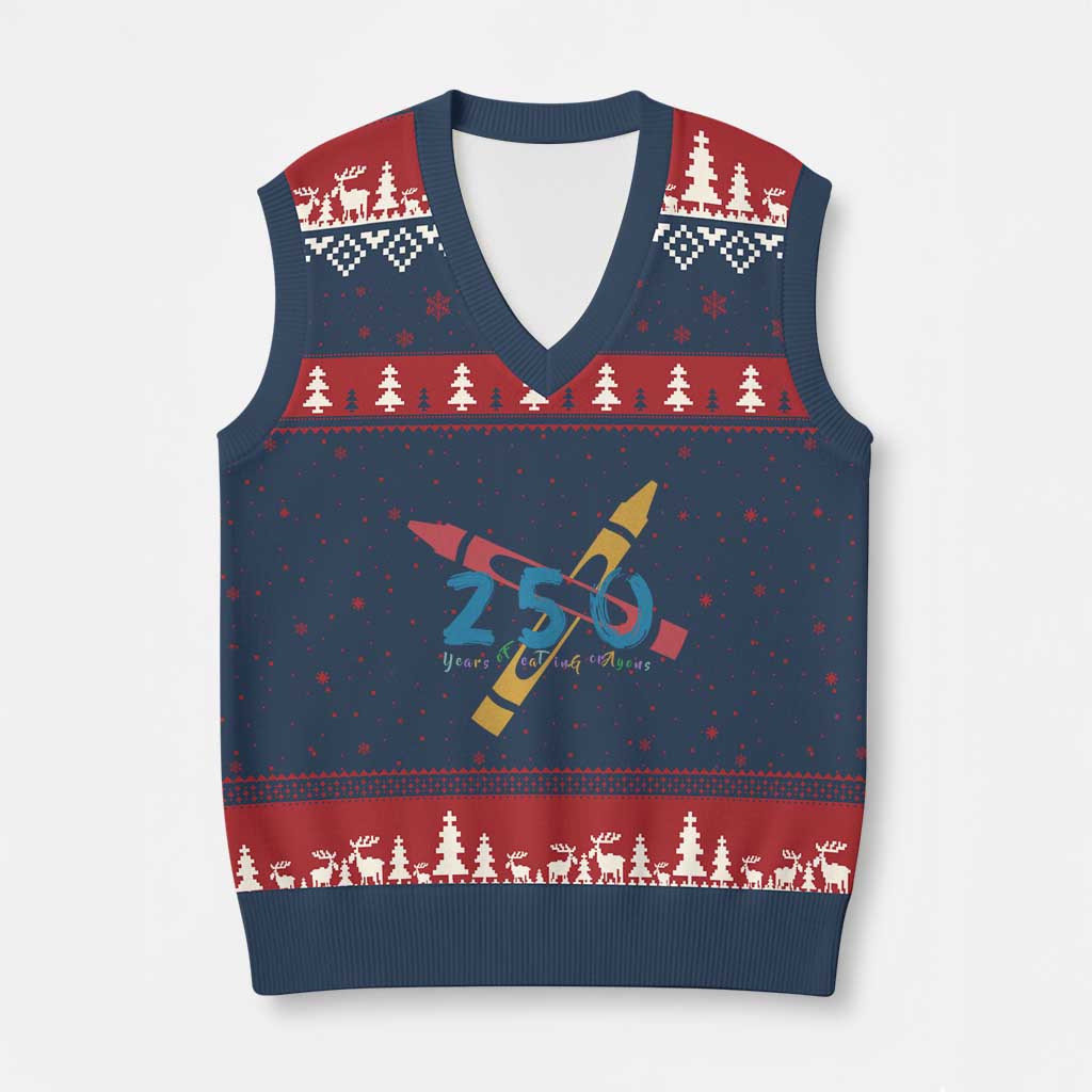 250 Years of Eating Crayons V-Neck Knit Sweater Vest Funny Military Crayon Joke Veterans Marines - Wonder Print Shop