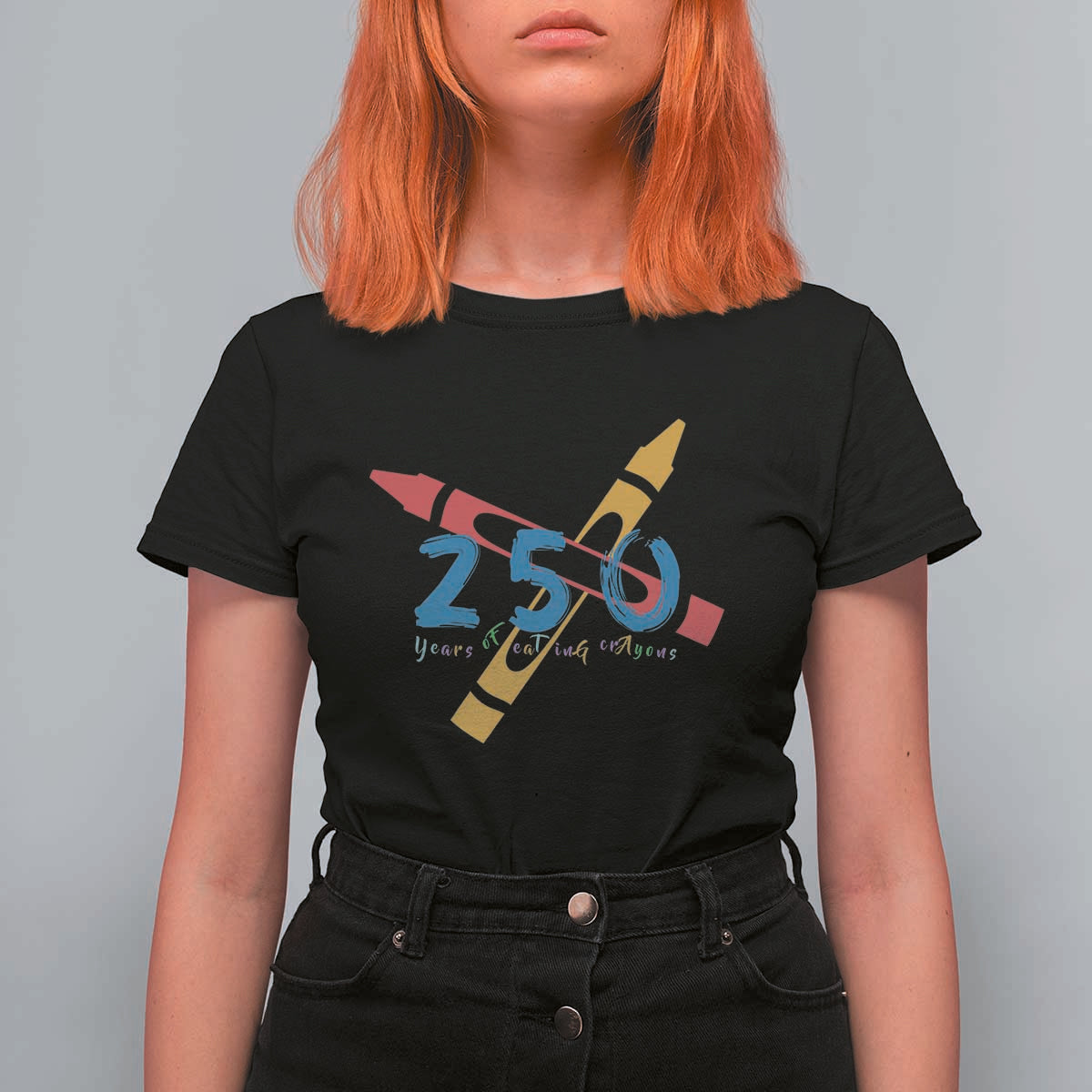 250 Years of Eating Crayons T Shirt For Women Funny Military Crayon Joke Veterans Marines - Wonder Print Shop
