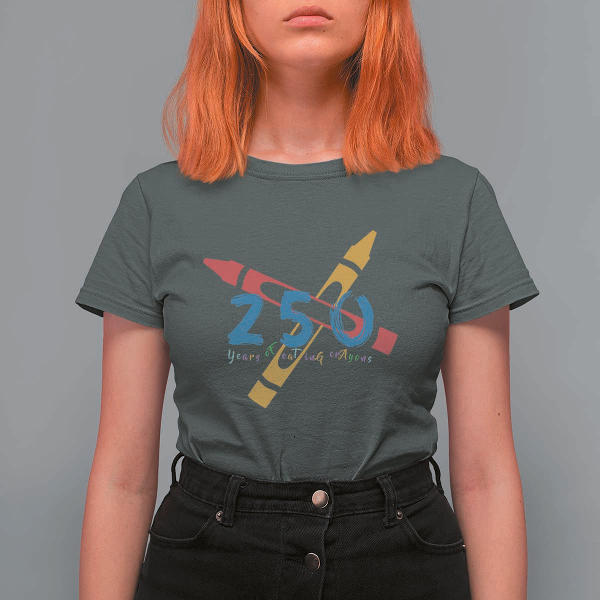 250 Years of Eating Crayons T Shirt For Women Funny Military Crayon Joke Veterans Marines - Wonder Print Shop