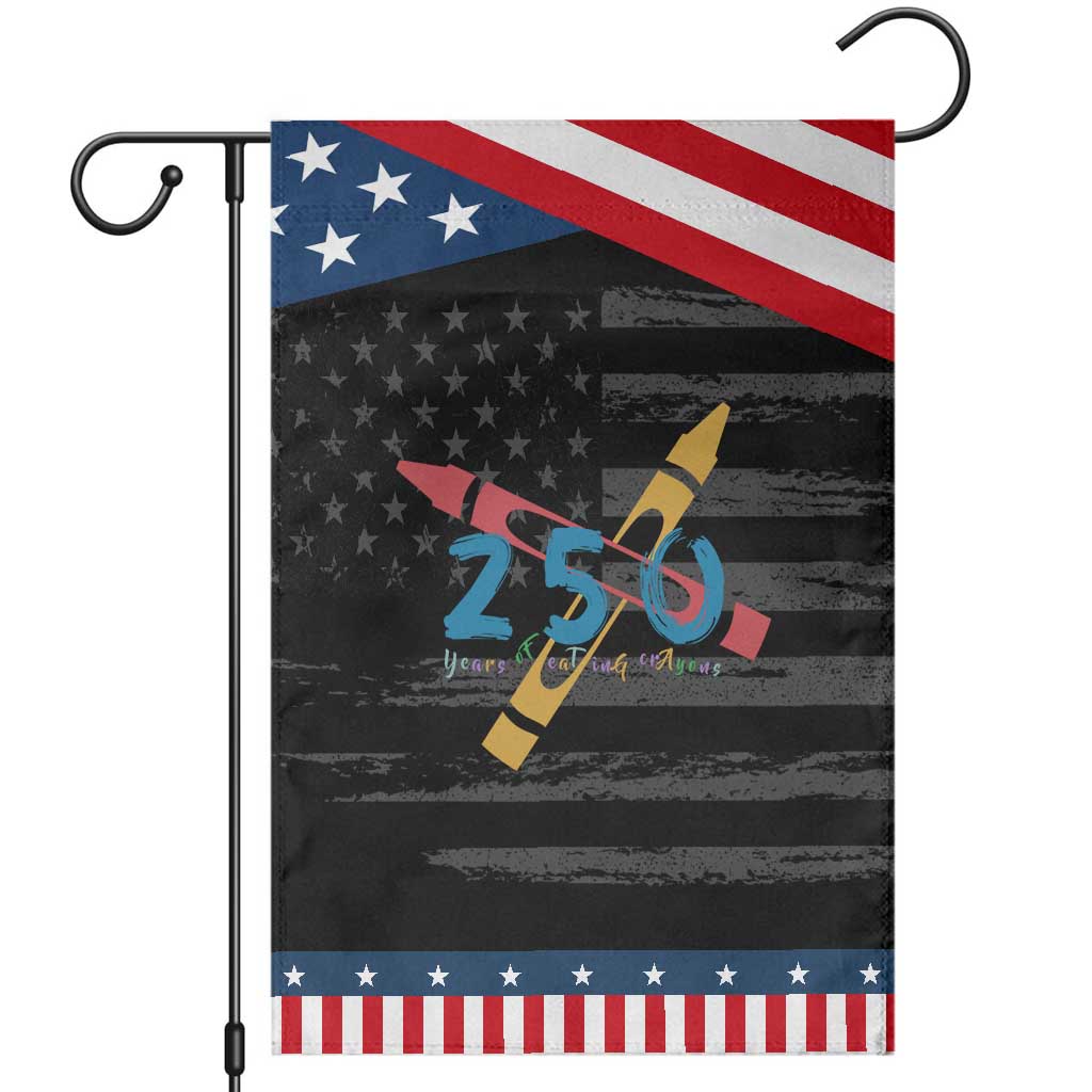 250 Years of Eating Crayons Garden Flag Funny Military Crayon Joke Veterans Marines